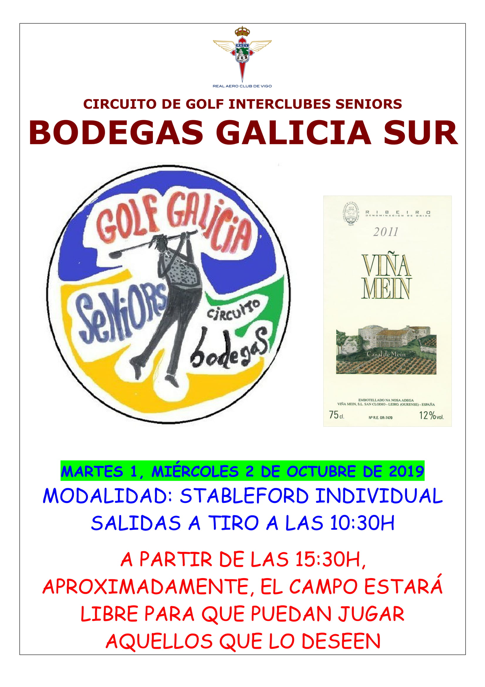 CIRCUITO DE GOLF INTERCLUBES SENIORS BODEGAS GALICIA SUR