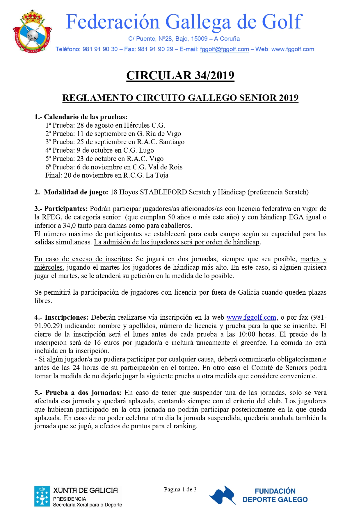 5º PRUEBA CIRCUITO GALLEGO SENIOR 2019